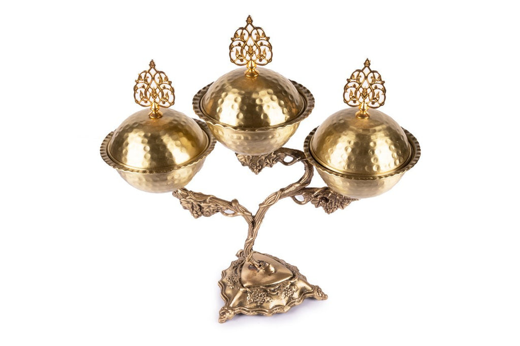 High-Quality Hand-Engraved Yellow Copper Snack Bowl