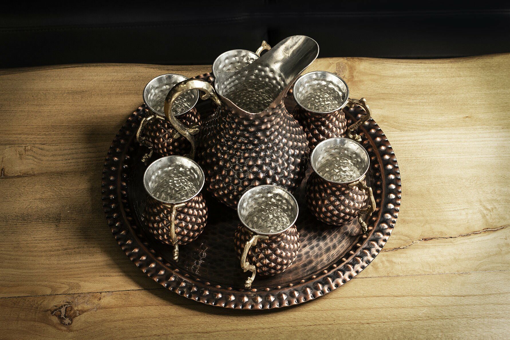 “Keops” Copper Pitcher Set (8-Piece)